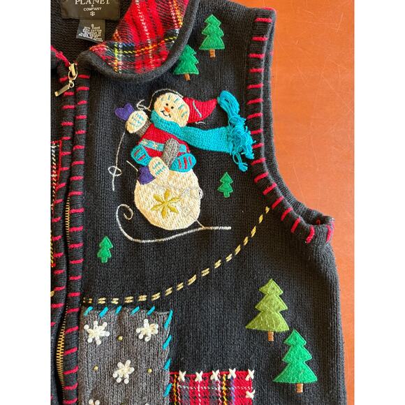 Vintage Planet & Co Christmas Sweater Vest S Ugly Holiday Grannycore - Picture 5 of 9